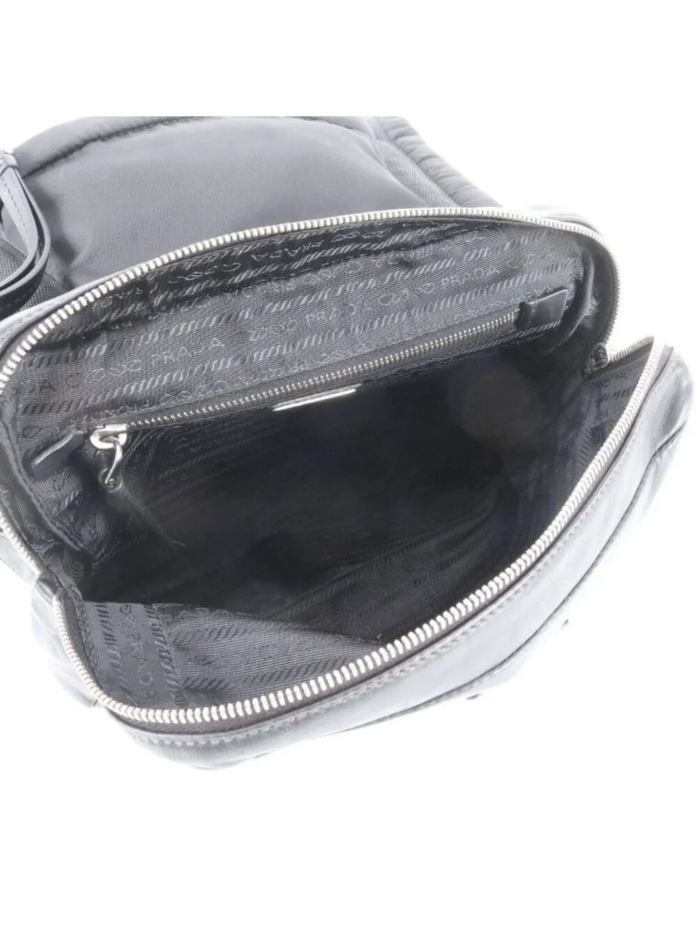 Prada White Tag Triangle Logo Leather Backpack Business